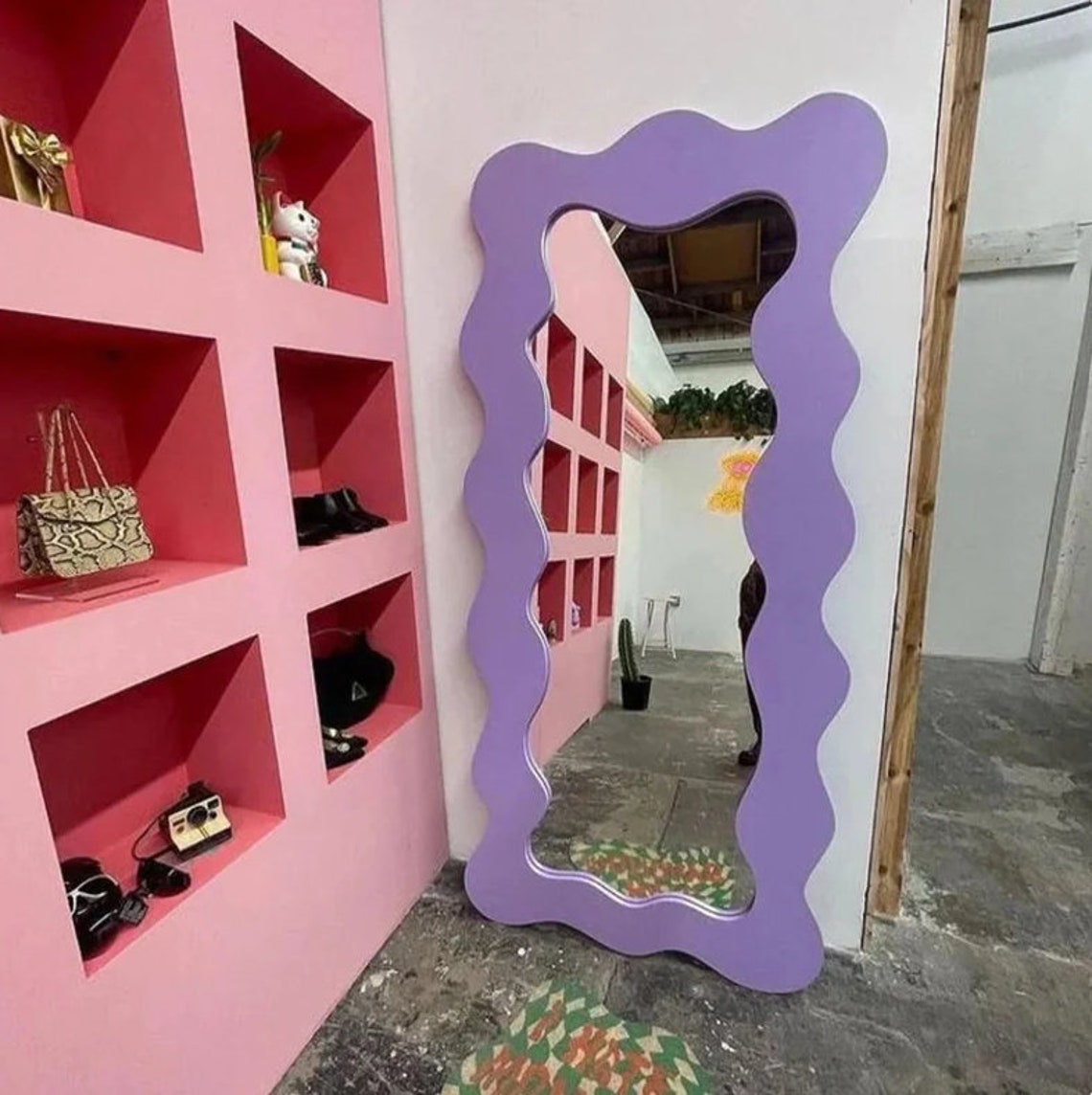 Squiggle Mirror Curvy Large Floor Mirror Asymmetrical Etsy