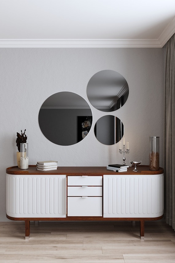 Set moderno di 3 specchi rotondi Specchio da parete triplo di lusso Specchio  d'ingresso Specchio unico Specchi appesi a parete Decorazione da parete a  specchio -  Italia