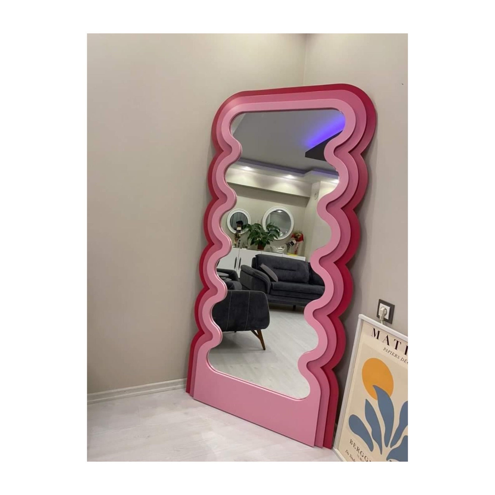 Illuminated Squiggle Full Length Mirror Led Lighted Floor Etsy