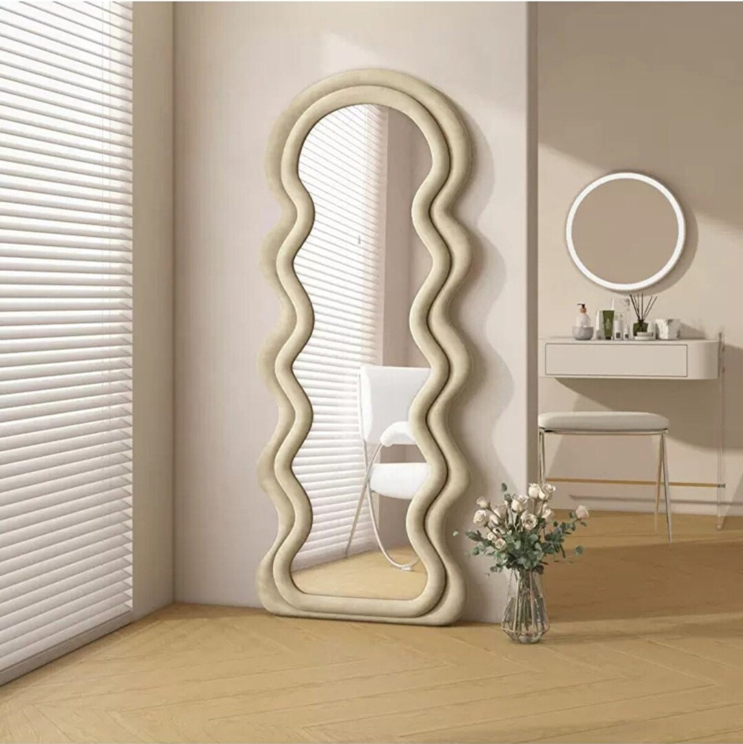 Wavy Floor Mirror Unique Full Length Mirror Full Body Etsy