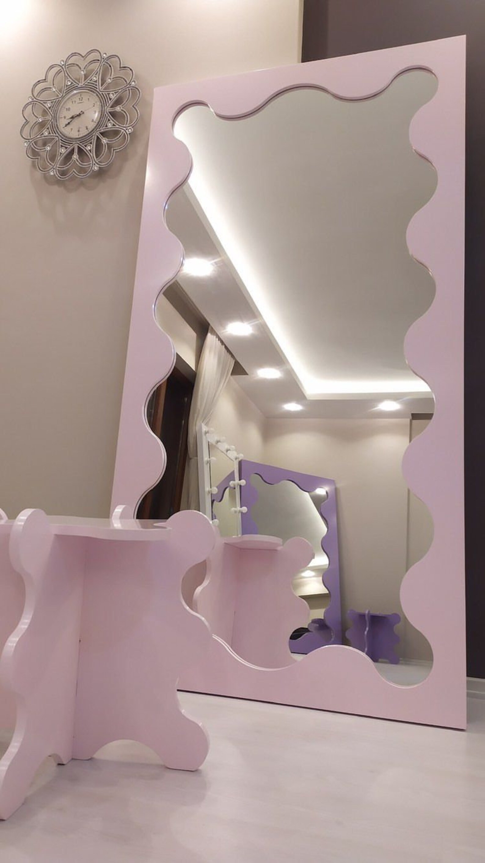 Unique Curvy Floor Full Length Mirror Custom Color Wavy Full Etsy