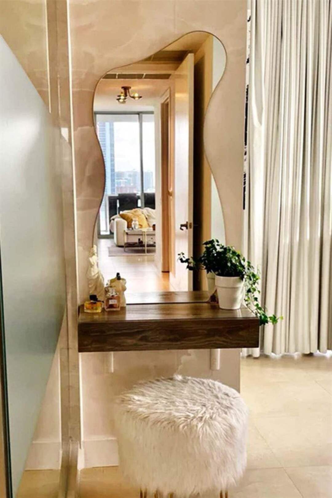 Full Length Mirror Long Wavy Full Body Mirror Floor Mirror Bedroom Full