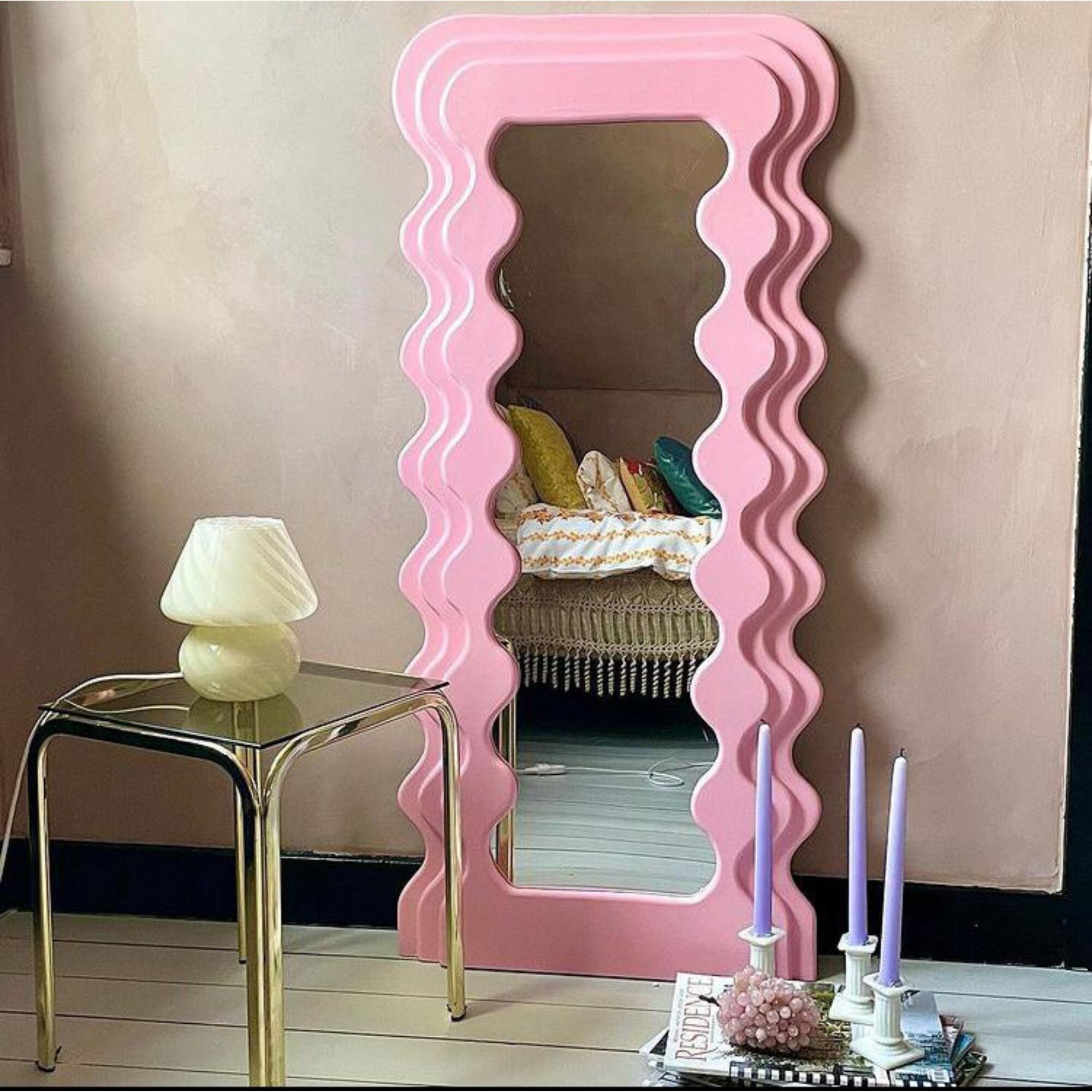 Asymmetrical Mirror Full Length Mirror Full Body Squiggly Etsy