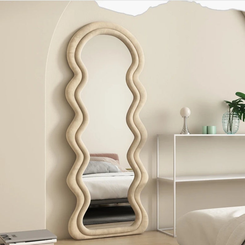 Wavy Floor Mirror Unique Full Length Mirror Full Body Etsy