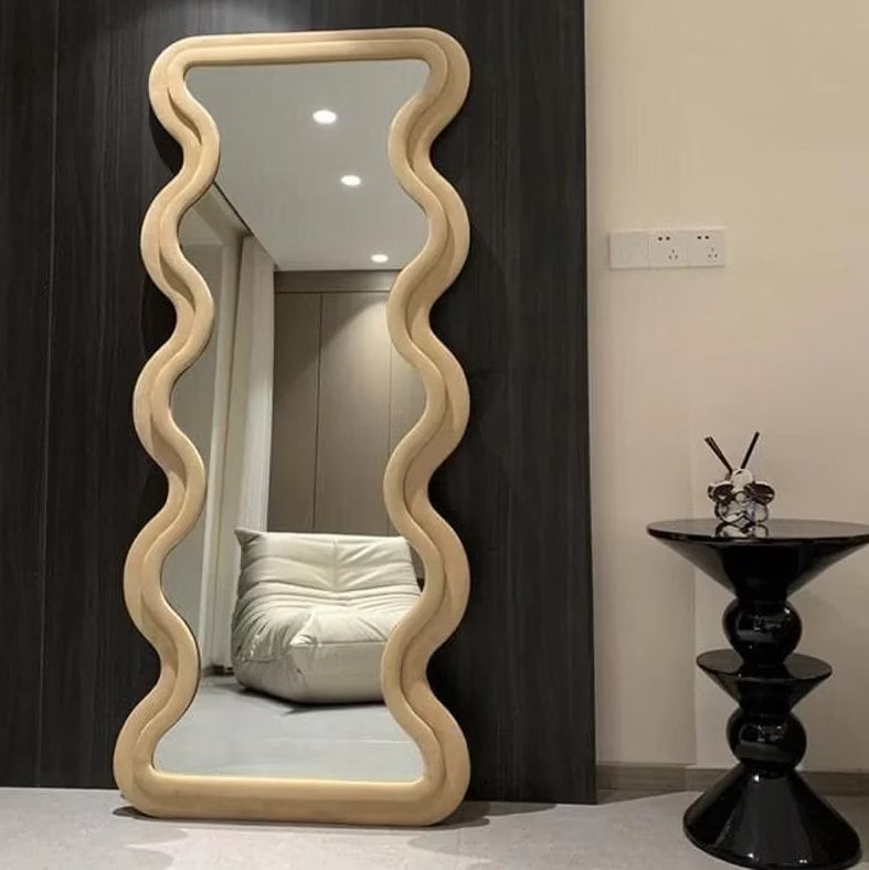 Wavy Floor Mirror Asymmetric Mirror Full Length Mirror Etsy