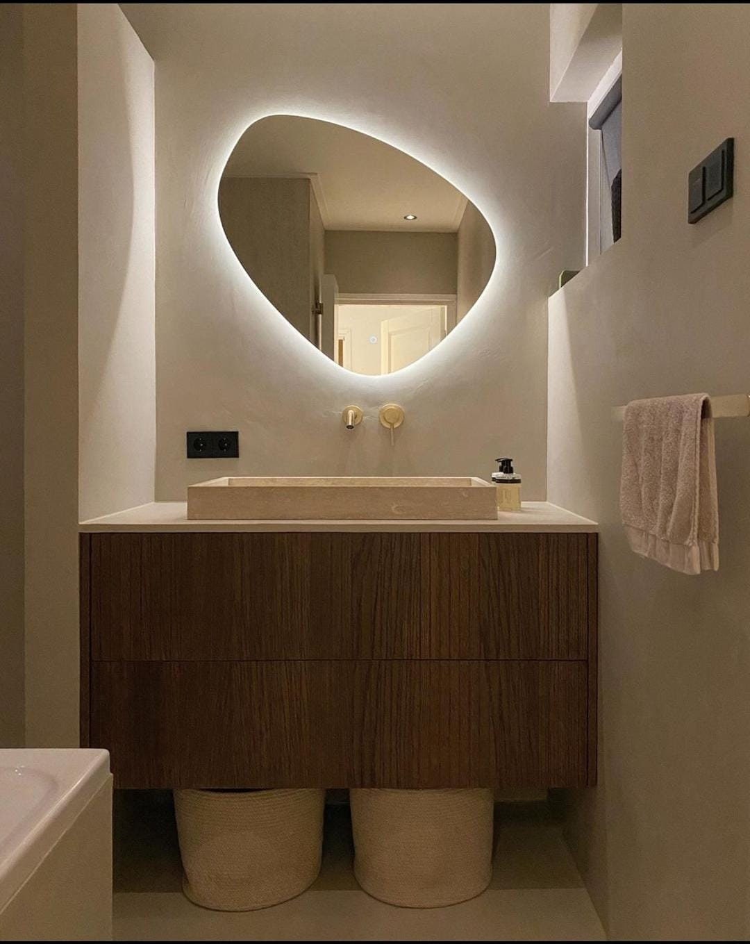 LED MİRROR for Bathroom Touch Led Bathroom Assymetrical Etsy