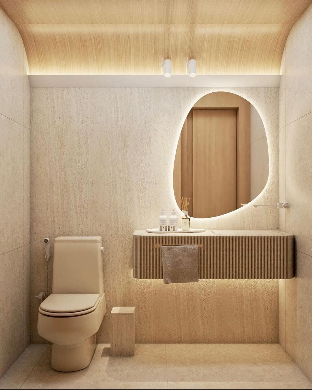 Bathroom Led Assymetrical Mirror Irregular Led Light Mirror Large Led