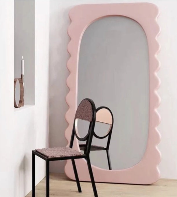 Full Length Mirror Wiggle Mirror Squiggle Mirror Wood Etsy