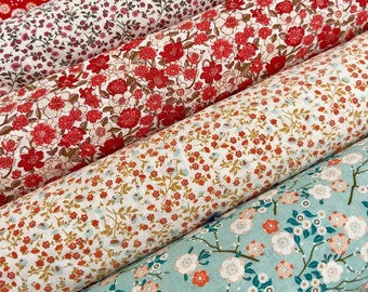 Floral Printed Cotton Fabrics Oeko-Tex Japanese and Vintage Flower