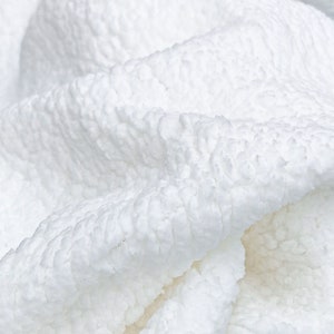 Sherpa Faux Fur Fabric White - Oeko-Tex Certification - Warm and Thick Fabric for Winter Coat Lining Upholstery