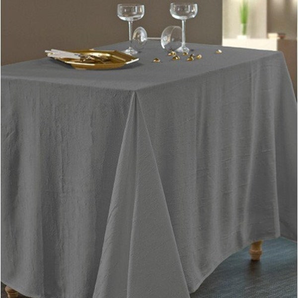 Nappe en Taffetas Froissés Grise Rectangle et Ronde en Polyester