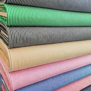 Multicolor Striped Jean Fabrics Stretch Clothing Fabric for Bags and Upholstery image 1