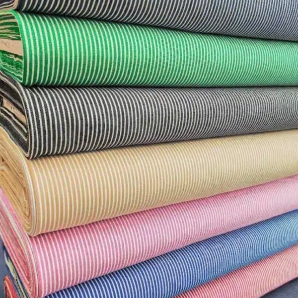 Tissus Jeans à Rayures Multicolore Stretch Tissu d'Habillement pour Sacs et Tapisserie d'Intérieur