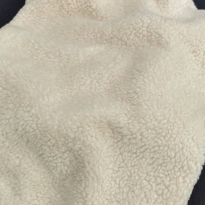 Faux Fur Sherpa Fabric Color Ecru - Oeko-Tex Certification - Warm and Thick Fabric for Winter Coat Lining Furnishings