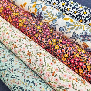 Flower Printed Coated Cotton Fabrics 5 Oeko-Tex Certified Patterns For Food Bags Aprons Tablecloths
