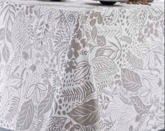 Beige Foliage Polyester Tablecloth Rectangular Format Anti-Stain