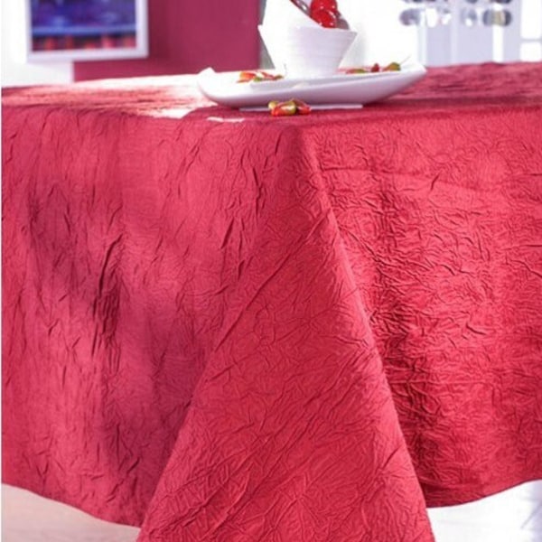 Nappe en Taffetas Froissés Rouge Carmin Rectangle et Ronde en Polyester