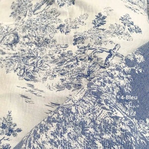 Toile de Jouy d'Ameublement Tissu pour Tapisserie Murale Jetées de Lit Housses de Coussin et Habillement 4-Bleu