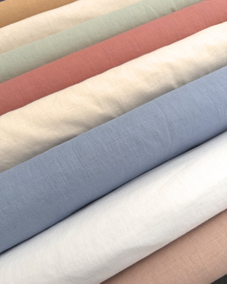 Oeko-Tex Natural Stone Washed Linen 8 Colors image 1