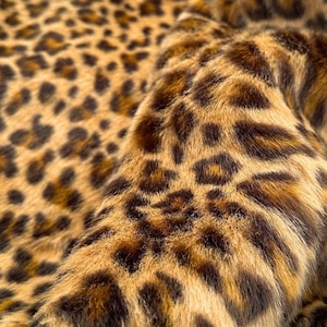 Wild Mocha Leopard Print Faux Fur Fabric - 60" Wide