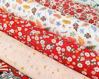 Oeko-Tex Printed Cotton Fabrics Children's Planets and Flowers and Japanese Patterns