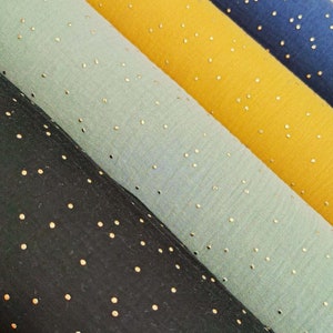 Doppelte Baumwollgaze mit goldenen Punkten, Öko-Tex-zertifiziert, 12 Farben für Kleidung, Haushaltswäsche, Accessoires, Hochzeit und Party-Dekoration Bild 3