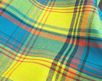 Madras Fabric Guadeloupe Martinique West Indies Blue Yellow