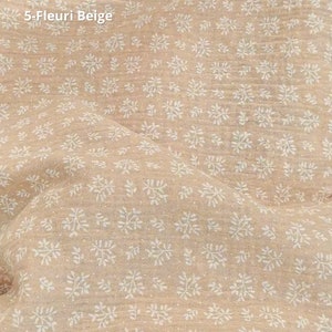 Tissus Double Gazes de Coton Imprimés Fleuris 6 Motifs 100% Coton Oeko-Tex 5-Fleuri Beige