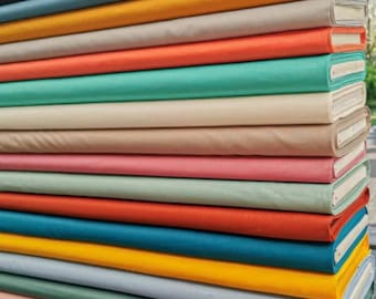 Plain Cotton Fabric Oeko-Tex 16 Colors Turquoise Mint Orange Pink White Terracotta Mustard Yellow Gray Red Sky Blue Ecru Blue