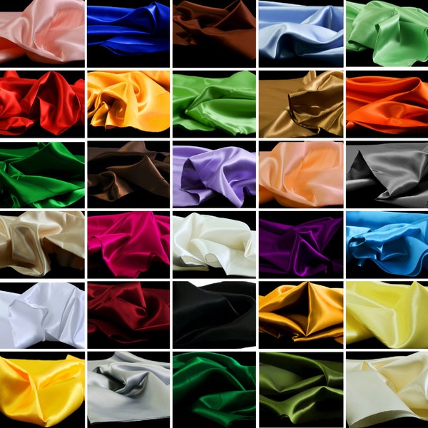 Satin Lining Fabrics 32 Colors For Clothing Bedding and Upholstery