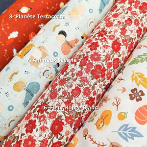 Oeko-Tex Printed Cotton Fabrics Children's Planets and Flowers and Japanese Patterns image 3