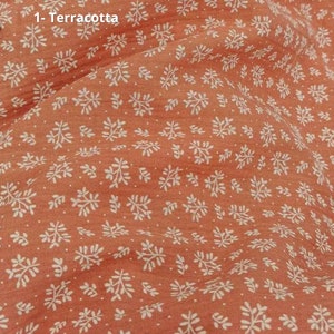 Double Cotton Gauze Flower Prints Oeko Tex 4 Colors 1-Terracotta