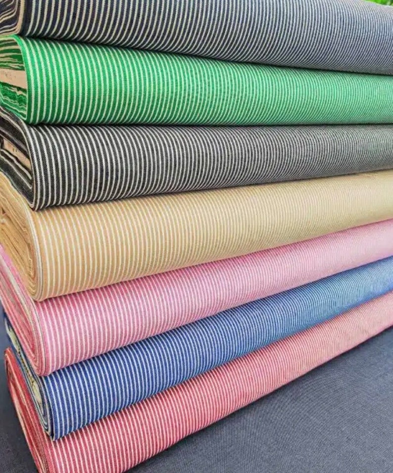 Multicolor Striped Jean Fabrics Stretch Clothing Fabric for Bags and Upholstery image 1