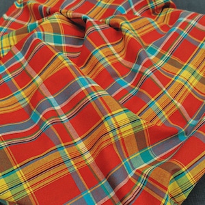 Madras West Indian Fabric Guadeloupe Martinique Red Yellow Blue