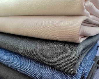 Stretch Plain Jeans Fabric 6 Colors Blue Denim Black Anthracite Gray Ecru and Taupe