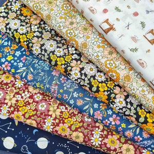 Floral Printed Cotton Fabrics Planet and Oeko-Tex certified Sewing Machine Soft and Delicate Texture