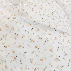 Tissus Double Gazes de Coton Imprimés Fleuris 6 Motifs 100% Coton Oeko-Tex 3-Petite Fleur R