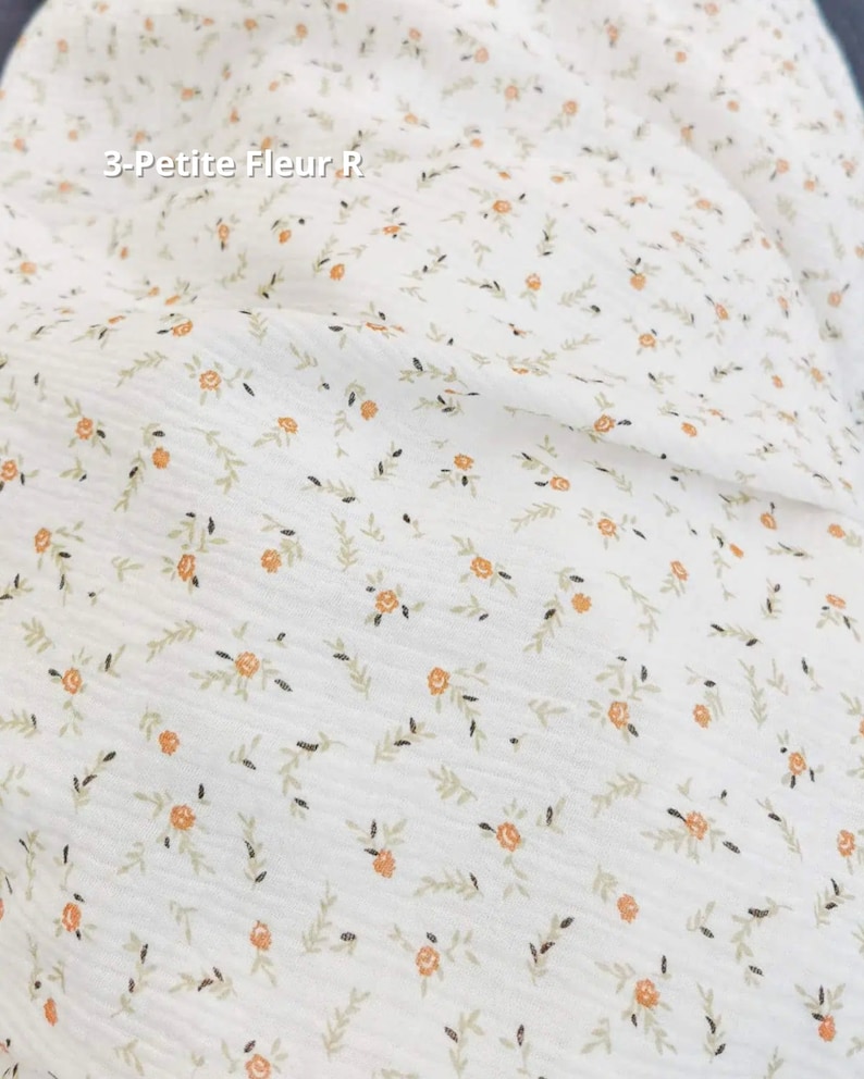 Tissus Double Gazes de Coton Imprimés Fleuris 6 Motifs 100% Coton Oeko-Tex 3-Petite Fleur R