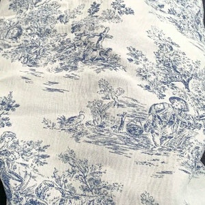 Blue Toile De Jouy Fabric for Wall Tapestry Upholstery Bed Throws ...