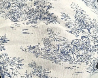 Toile de Jouy Bleue Tissu pour Tapisserie Murale Ameublement Jetées de Lit Housses de Coussin