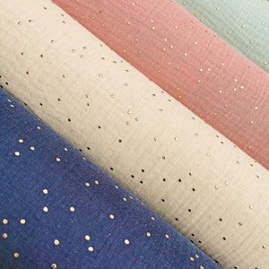 Doppelte Baumwollgaze mit goldenen Punkten, Öko-Tex-zertifiziert, 12 Farben für Kleidung, Haushaltswäsche, Accessoires, Hochzeit und Party-Dekoration Bild 4
