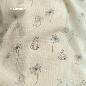 Double Gazes de Coton Enfant Imprimé Biche Fleuri Savane et Voiture image 2