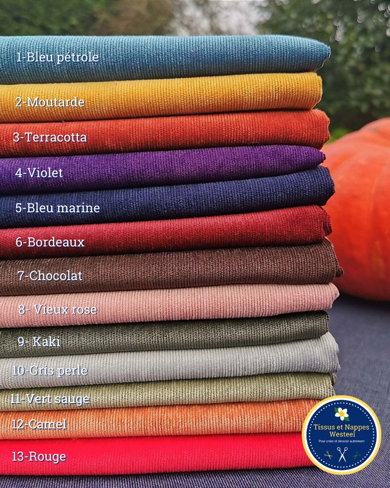 Tissu Velours Côtelé Milleraies au Mètre Certifiés Oeko tex 13 Coloris image 2