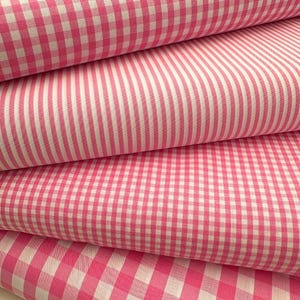 Tela de algodón de cuadros vichy rosa de primera calidad, teñida con hilos certificados Oeko-Tex, 3 tamaños de cuadros: 2,8 mm, 5 mm, 9 mm.