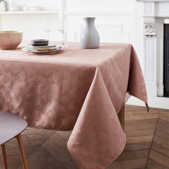Tischdecke Oval 135x180 Cm – Rosa/altrosa, Damastmuster, Pflegeleicht, Schmutzabweisend
