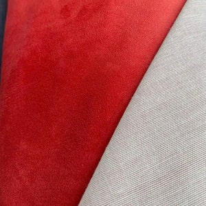 Plain Red Polyester Laminated Velvet Fabric For Jackets Blazers Skirts Pants Cushions Curtains Bags and Reupholstering Bench Armchairs