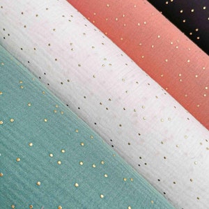Doppelte Baumwollgaze mit goldenen Punkten, Öko-Tex-zertifiziert, 12 Farben für Kleidung, Haushaltswäsche, Accessoires, Hochzeit und Party-Dekoration Bild 2