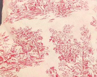 Toile de Jouy Pink Fabric for Wall Tapestry Furnishing Bed Throws Cushion Covers