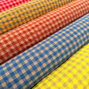 Tkanina seersucker w kratkę gingham, 10 kolorów, 100% bawełna Oeko-Tex