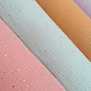 Doppelte Baumwollgaze mit goldenen Punkten, Öko-Tex-zertifiziert, 12 Farben für Kleidung, Haushaltswäsche, Accessoires, Hochzeit und Party-Dekoration Bild 5